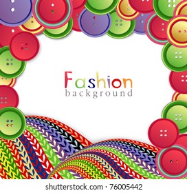 vector fashion background with ??knitting and buttons