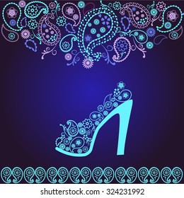 Vector Fashion Background of high heel Shoes beautiful pattern - Illustration