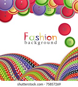 vector fashion background with knitting and buttons