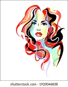 
VECTOR-Modehintergrund mit
stylisch  originales, handgezeichnetes Skizzenporträt  mit schönem jungen Mädchen für Design-Beauty-Logo 
