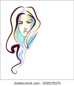 
VECTOR fashion Background with a stylish  original hand-drawn graphics sketch portrait  with beautiful young girl  for design beauty logo 