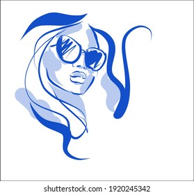 
Fondo de la moda del VECTOR con
elegante  retrato original de dibujo gráfico a mano  con el logotipo de belleza de diseño para jovencita 