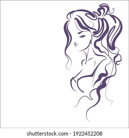 
Fondo de la moda del VECTOR con
elegante  retrato original de dibujo gráfico a mano  con el hermoso modelo de chica joven modelo de diseño logotipo de belleza 