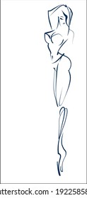 
VECTOR fashion  Background with a
stylish  original hand-drawn graphics sketch graphic with Beautiful young girl model in bikini for design beauty logo 