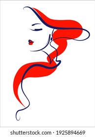 
VECTOR fashion Background with a
stylish  original hand-drawn graphics sketch portrait  with beautiful young girl model for design beauty logo 
