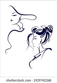 
Fondo de la moda del VECTOR con
elegante  retrato original de dibujo gráfico a mano  con el hermoso modelo de chica joven modelo de diseño logotipo de belleza 
