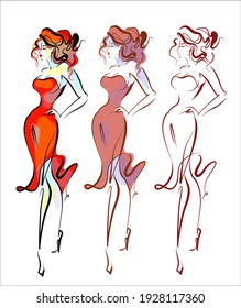 
Fondo de la moda del VECTOR con
diseño original y elegante de dibujos gráficos dibujados a mano con un hermoso modelo de chica joven en el logotipo de diseño de ropa 
