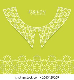 Vector fashion background. Vintage lace collar and decorative lace border with seamless texture. Geometric linear pattern in arabian style, isolated design elements, retro decoration