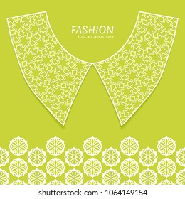 Vector fashion background. Vintage lace collar and decorative lace border with seamless texture. Geometric linear pattern in arabian style, isolated design elements, retro decoration