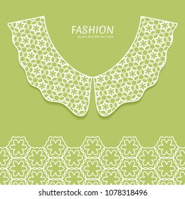 Vector fashion background. Vintage lace collar and decorative lace border with seamless texture. Geometric linear pattern in arabian style, isolated design elements, retro decoration