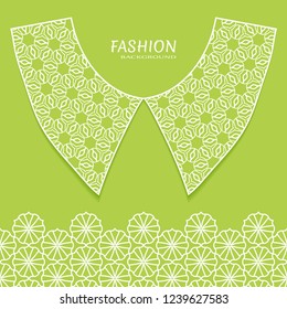 Vector fashion background. Vintage lace collar and decorative lace border with seamless texture. Geometric linear pattern in arabian style, isolated design elements, retro decoration