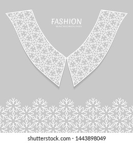 Vector fashion background. Vintage lace collar and decorative lace border with seamless texture. Geometric linear pattern in arabian style, isolated design elements, retro decoration