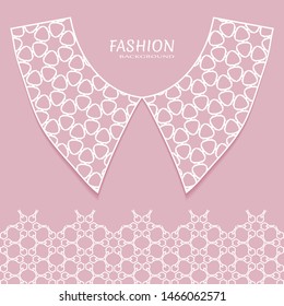 Vector fashion background. Vintage lace collar and decorative lace border with seamless texture. Geometric linear pattern in arabian style, isolated design elements, retro decoration