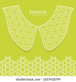 Vector fashion background. Vintage lace collar and decorative lace border with seamless texture. Geometric linear pattern in arabian style, isolated design elements, retro decoration