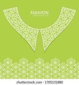 Vector fashion background. Vintage lace collar and decorative lace border with seamless texture. Geometric linear pattern in arabian style, isolated design elements, retro decoration