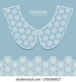 Vector fashion background. Vintage lace collar and decorative lace border with seamless texture. Geometric linear pattern in arabian style, isolated design elements, retro decoration