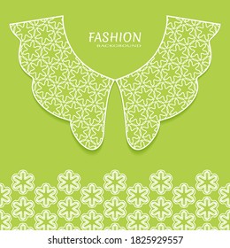 Vector fashion background. Vintage lace collar and decorative lace border with seamless texture. Geometric linear pattern in arabian style, isolated design elements, retro decoration