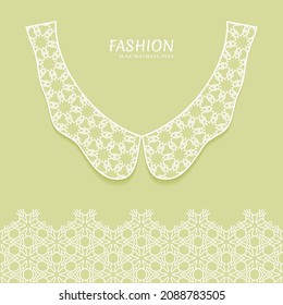 Vector fashion background. Vintage lace collar and decorative lace border with seamless texture. Geometric linear pattern in arabian style, isolated design elements, retro decoration