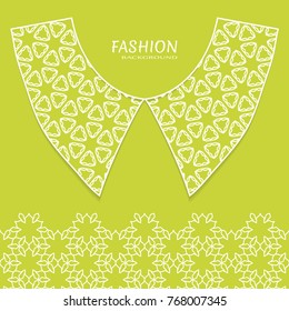 Vector fashion background. Vintage lace collar and decorative lace border with seamless texture. Geometric linear pattern in arabian style, isolated design elements, retro decoration