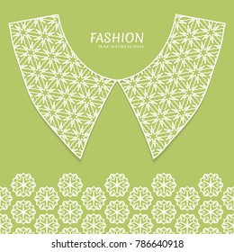 Vector fashion background. Vintage lace collar and decorative lace border with seamless texture. Geometric linear pattern in arabian style, isolated design elements, retro decoration