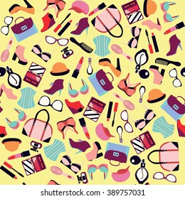 Vector of fashion and Beauty  accessory seamless pattern- illustration