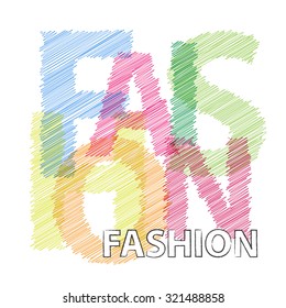 Vector fashion. Broken text scrawled