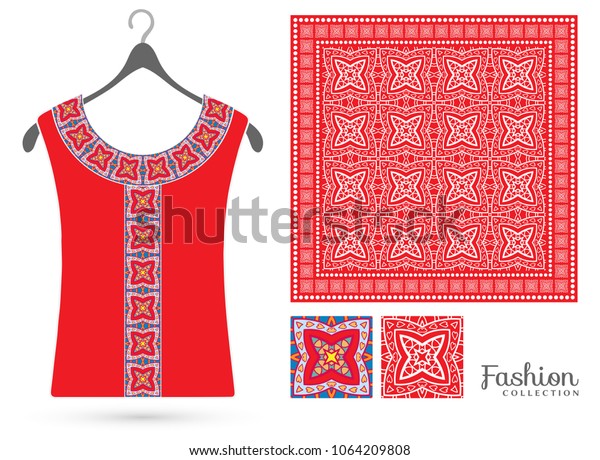 Vector Fashion Collection Embroidered Tshirt Womens Stock Vector