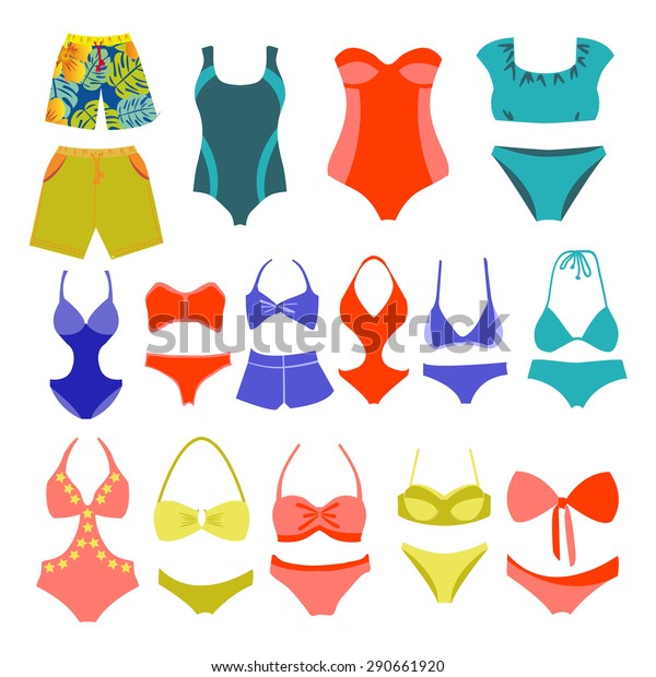 Vector Fashion Collection Swimming Suits Summer Stock Vector (Royalty ...