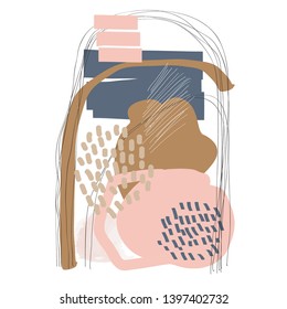 Vector fashion creative card with different textures. Collage style. Design for poster, card, invitation, poster, brochure, flyer.