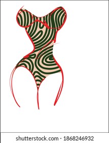 Moda VECTOR creativa hecha a mano Fondo con la bella joven deportiva en bikini para el logo de diseño 