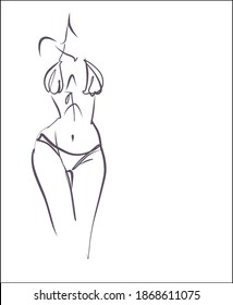 VECTOR fashion creative handmade Background with the beautiful sport young girl  in bikini for design logo 