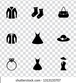 vector fashion design illustrations - woman shopping icons set. beauty accessories collection