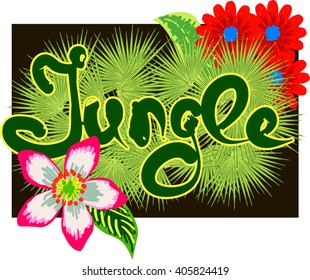 Vector fashion design print for girl summer t shirt, summer, paradise, aloha. Tropical flowers, palm leaves, orchid, jungle. Tropical Flowers Graphic Design - for t-shirt, fashion