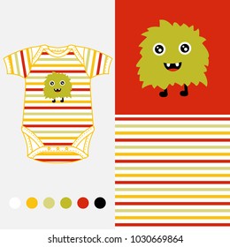 Vector fashion design set for baby wear monster collection
