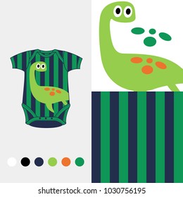 vector fashion design set for baby wear dinosaurs collection