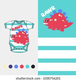 vector fashion design set for baby wear dinosaurs collection