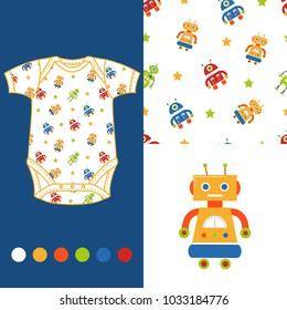 vector fashion design set for baby wear Robot collection