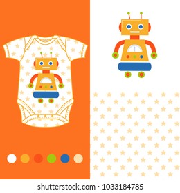 vector fashion design set for baby wear Robot collection