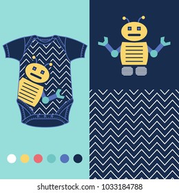 vector fashion design set for baby wear Robot collection