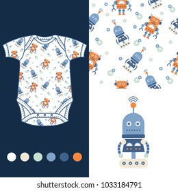vector fashion design set for baby wear Robot collection