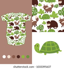 
vector fashion design set for baby wear jungle animal collection