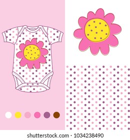 vector fashion design set for baby wear flower collection