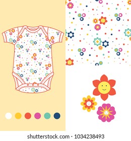 vector fashion design set for baby wear flower collection