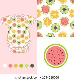 vector fashion design set for baby wear fruit collection