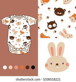 vector fashion design set for baby wear animal collection