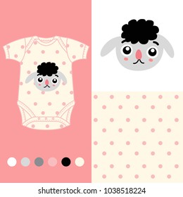 vector fashion design set for baby wear lamb collection