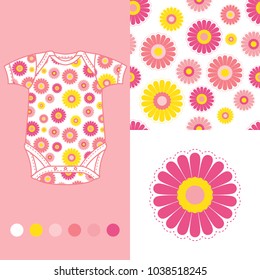 vector fashion design set for baby wear flower collection