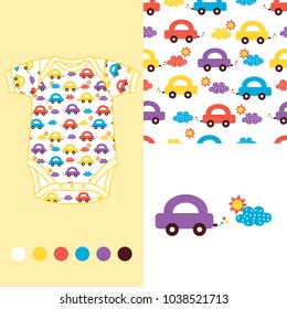vector fashion design set for baby wear car collection
