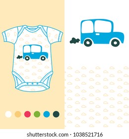 vector fashion design set for baby wear car collection