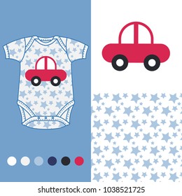 vector fashion design set for baby wear car collection